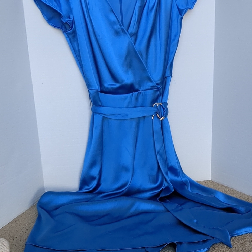 T Tahari Vibrant Blue Satin Maxi Dress